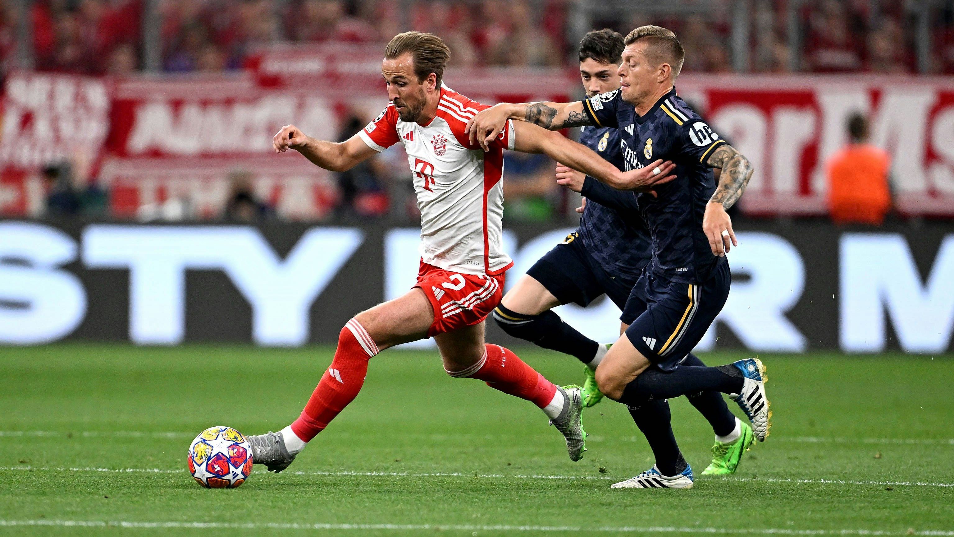 Bayern-Torjäger Harry Kane gegen Real Madrid. 
