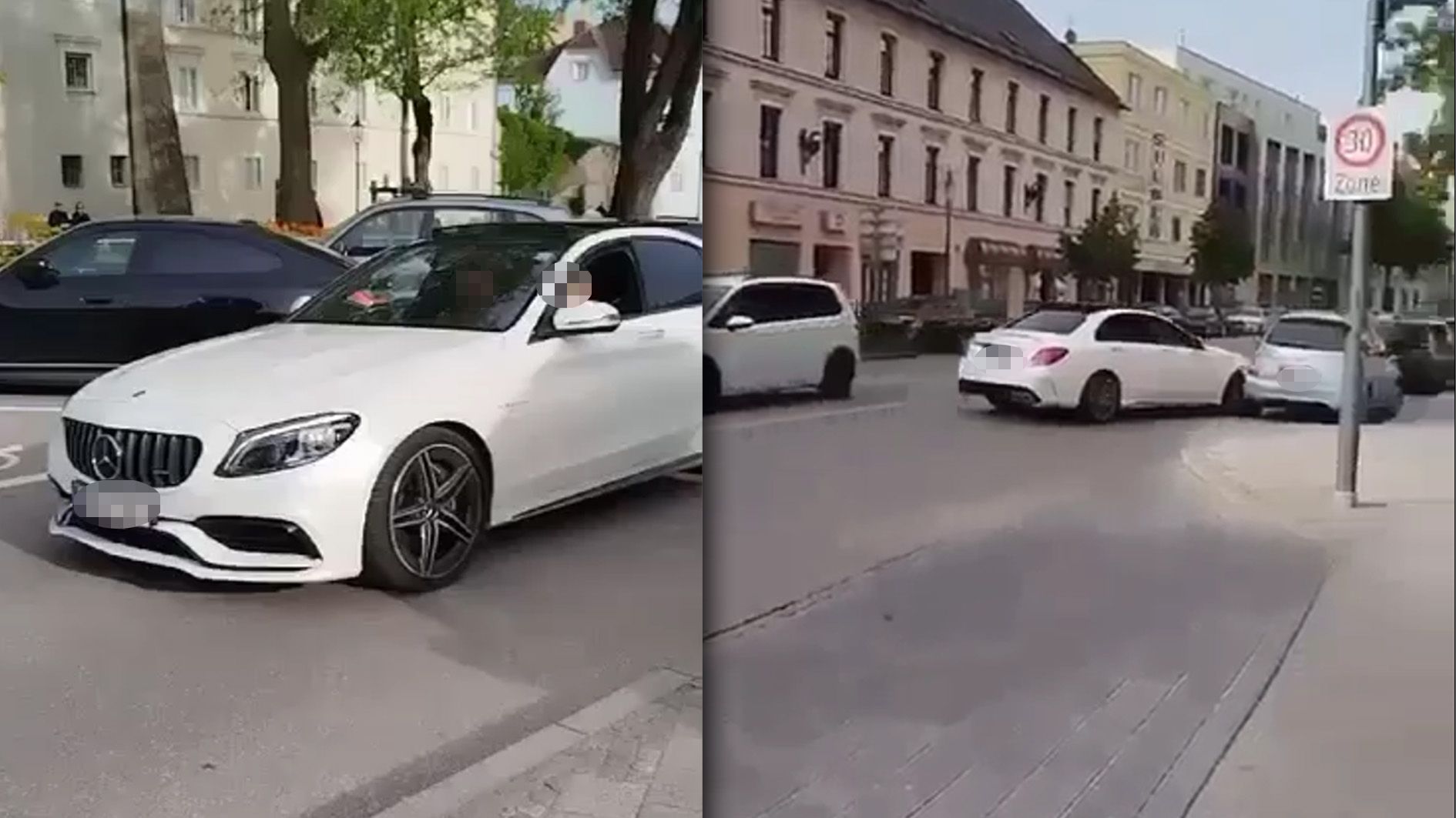 In Wels kam es am Wochenende zu einem beunruhigenden Vorfall. Ein Mann baute mit einem weißen Mercedes einen Unfall – unmittelbar nach einer scharfen Kurve.