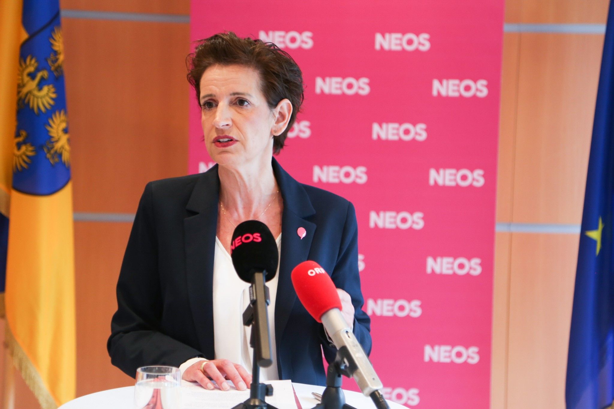Neos-Chefin Indra Collini warnt vor den Folgen eines EU-Austritts