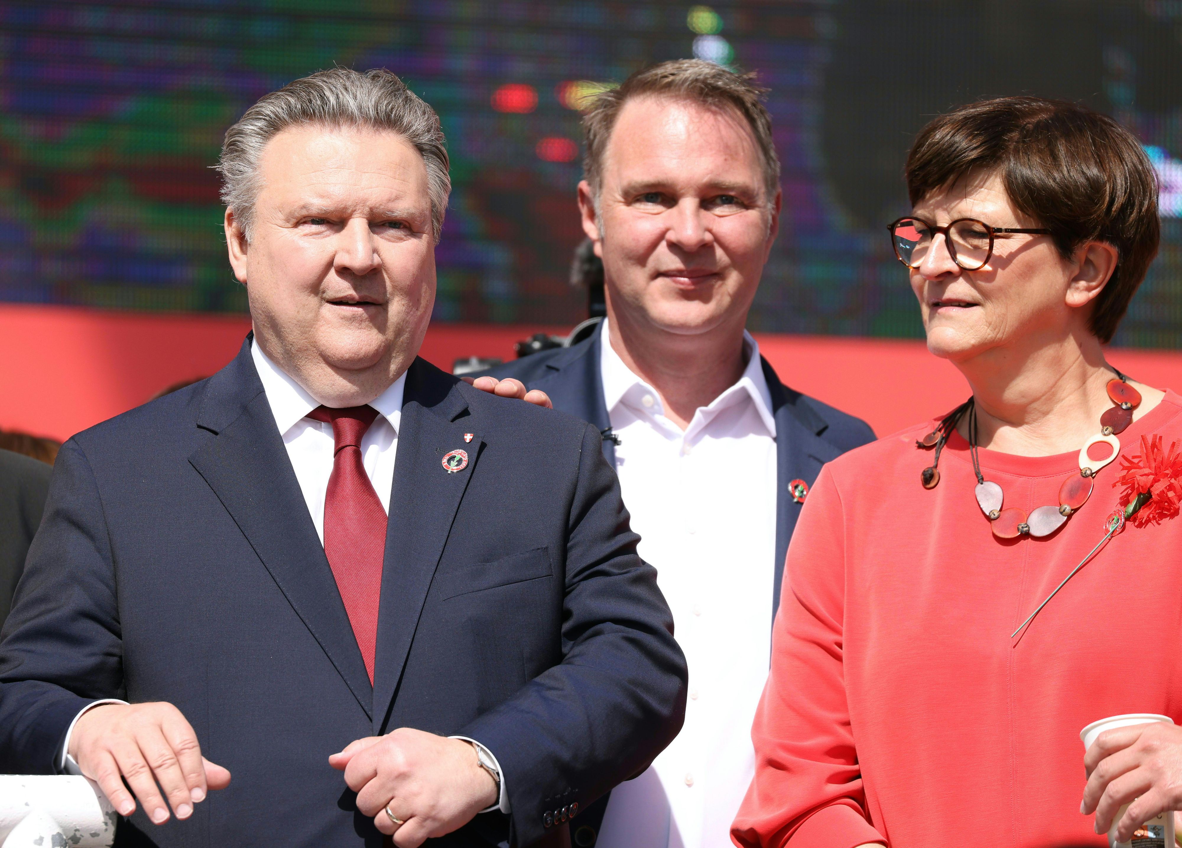 Wiens Bürgermeister <strong>Michael Ludwig</strong> (SPÖ), Bundesparteichef <strong>Andreas Babler</strong> (SPÖ)