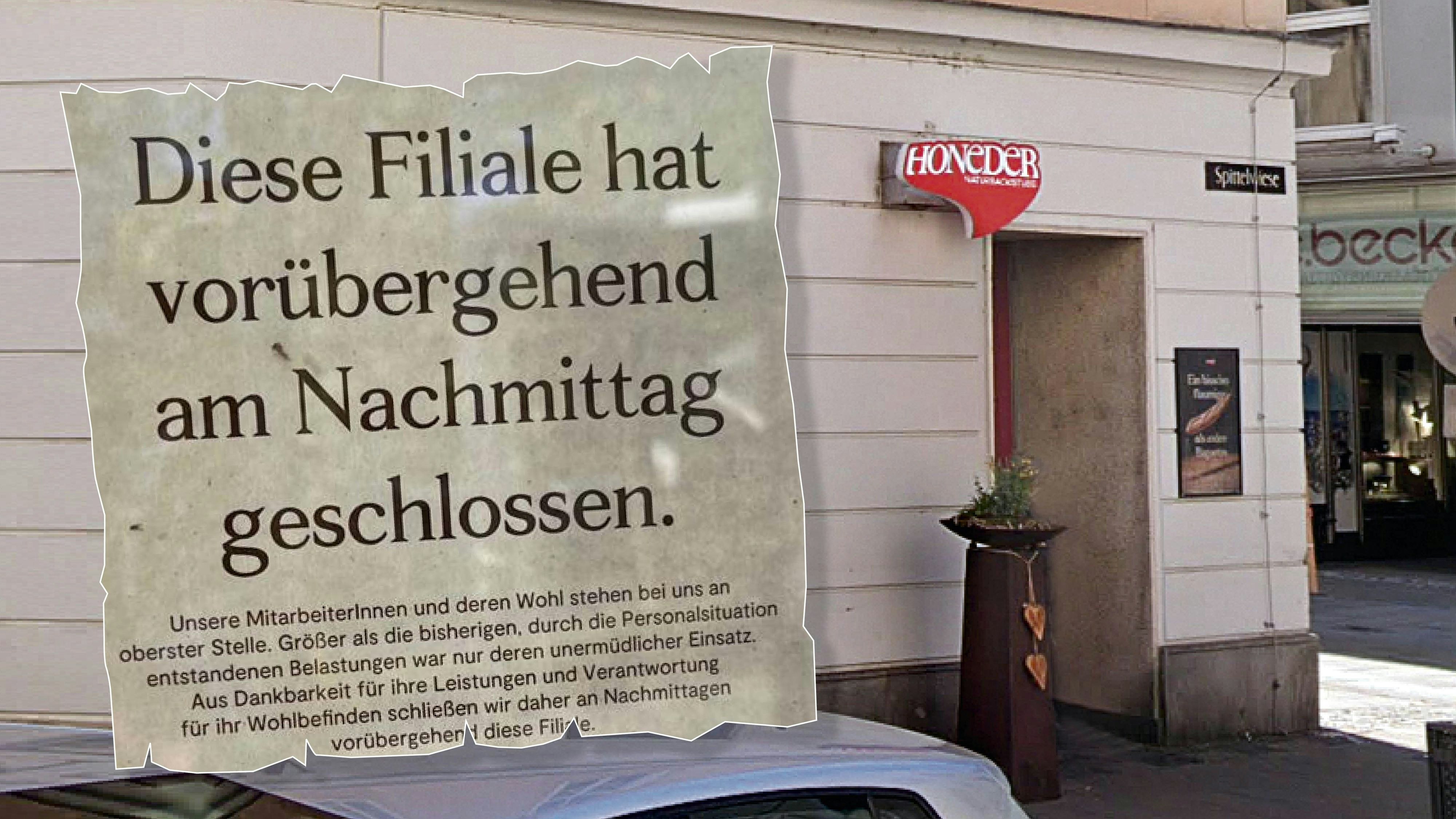 Eine von mehreren Honeder-Filialen, die nachmittags geschlossen haben: das Geschäft auf der Linzer Spittelwiese.