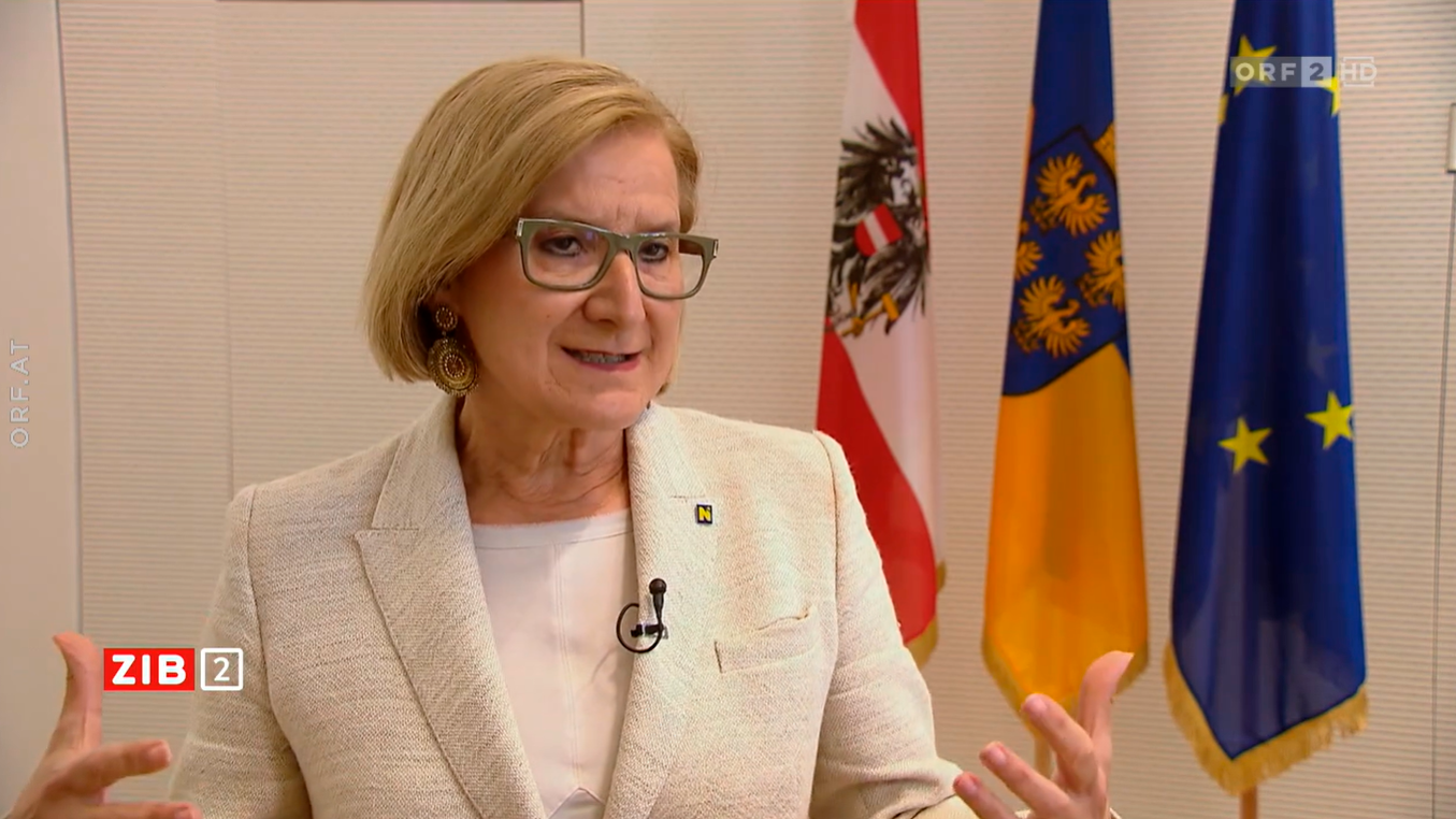 Behauptet fälschlicherweise immer noch, das EU-Renaturierungsgesetz würde die Ernährungssicherheit gefährden: Johanna Mikl-Leitner.