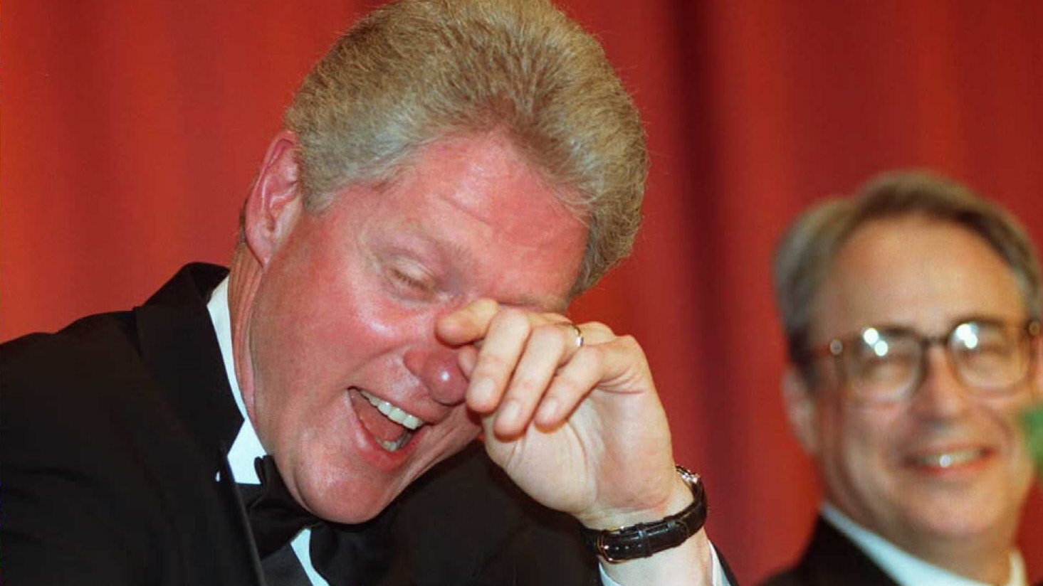 US-Präsident Bill Clinton 1998 nach dem Platzen der Lewinsky-Affäre am Korrespondenten-Dinner