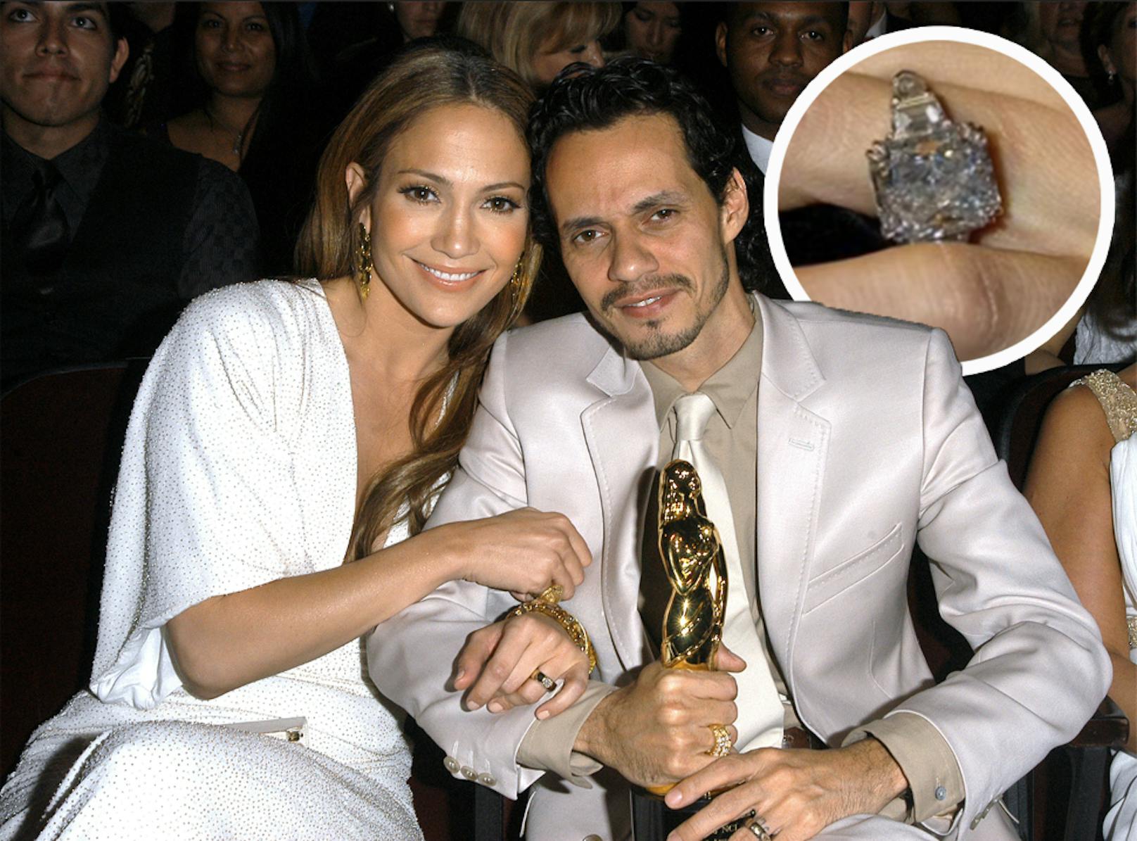 Platz sechs: Auch Popstar <strong>Jennifer Lopez</strong> (54) ist, beziehungsweise war, stolze Trägerin nicht nur eines Verlobungsrings. Am tiefsten in die Tasche griff <strong>Marc Anthony</strong> (55) für die Sängerin. Sein Geschenk an JLo im Jahre 2004 kostete den Musiker zwischen fünf und sieben Millionen Euro.