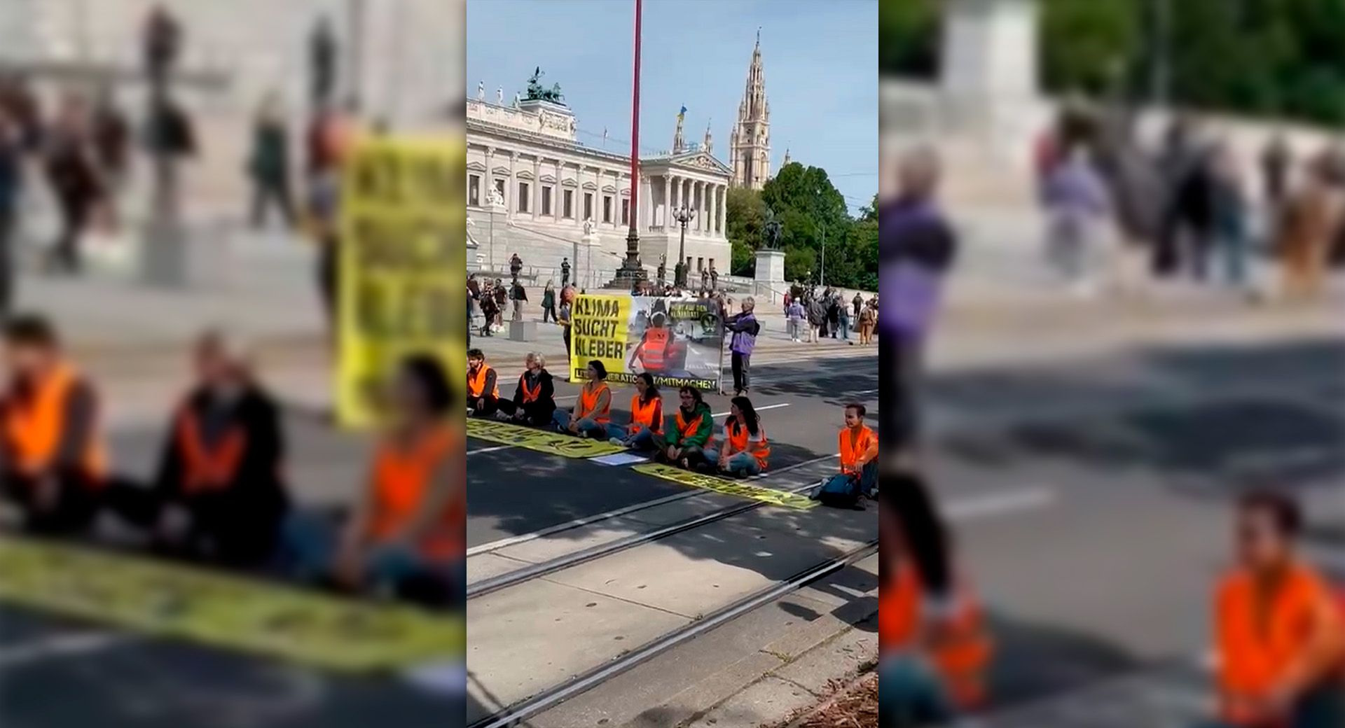 Vor dem Parlament kommt es zu einer Straßenblockade.