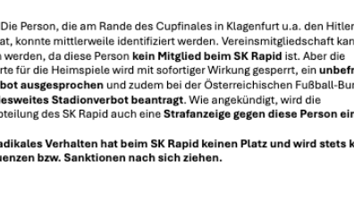 Rapid leitet Schritte gegen den Fan ein.