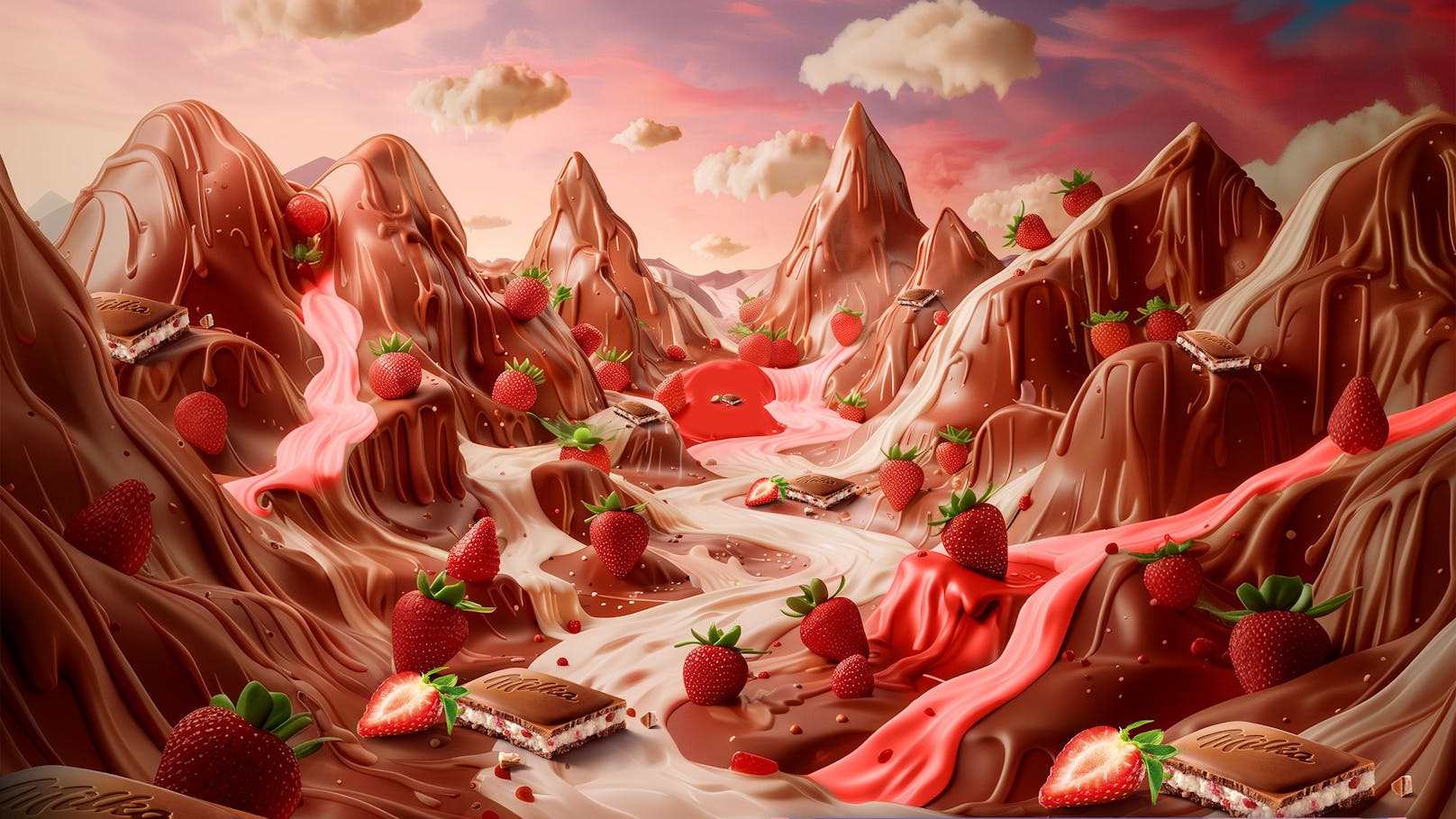 So sieht ein KI-generiertes Bild der Milka-Sorte Erdbeere aus.