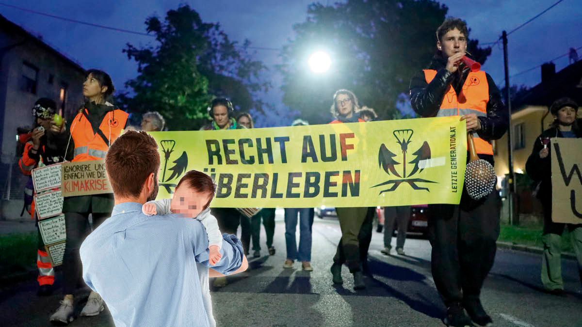 Um 4.30 Uhr zog eine Demo durch Hietzing. Die Klimakleber weckten Familie mit Baby auf. 