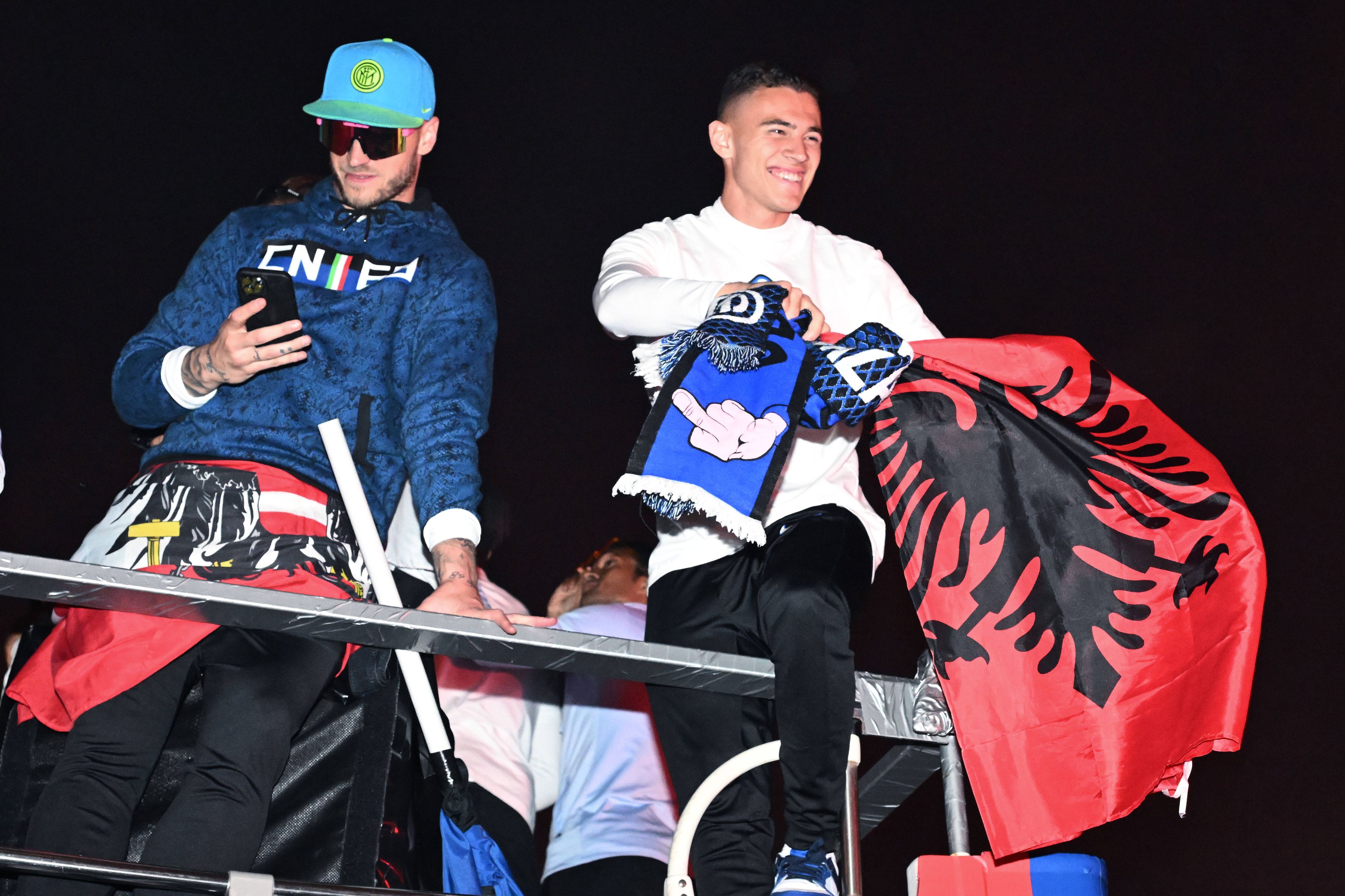 ÖFB-Star Marko Arnautovic bei der Meisterfeier in Mailand.