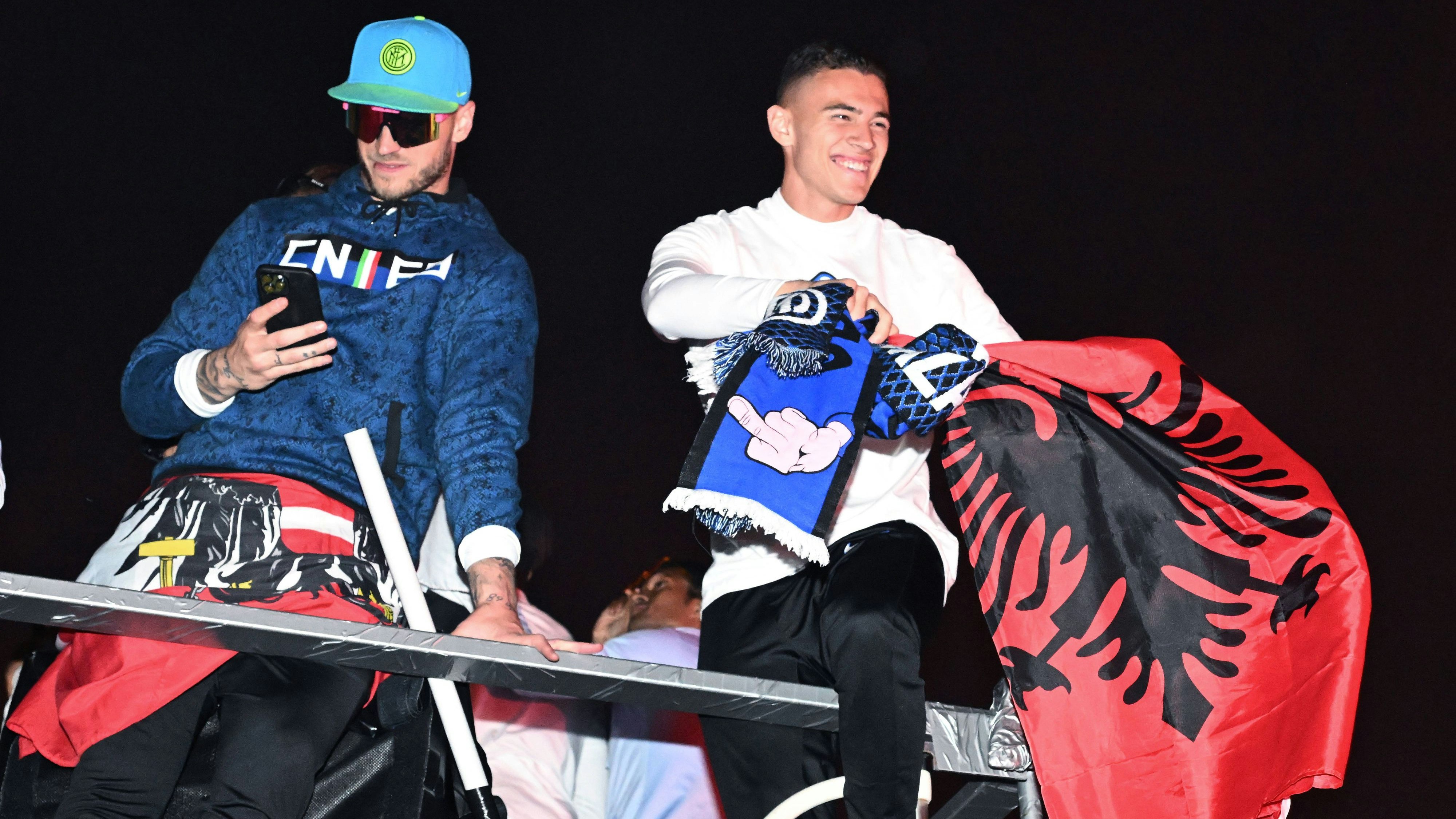 ÖFB-Star Marko Arnautovic bei der Meisterfeier in Mailand.