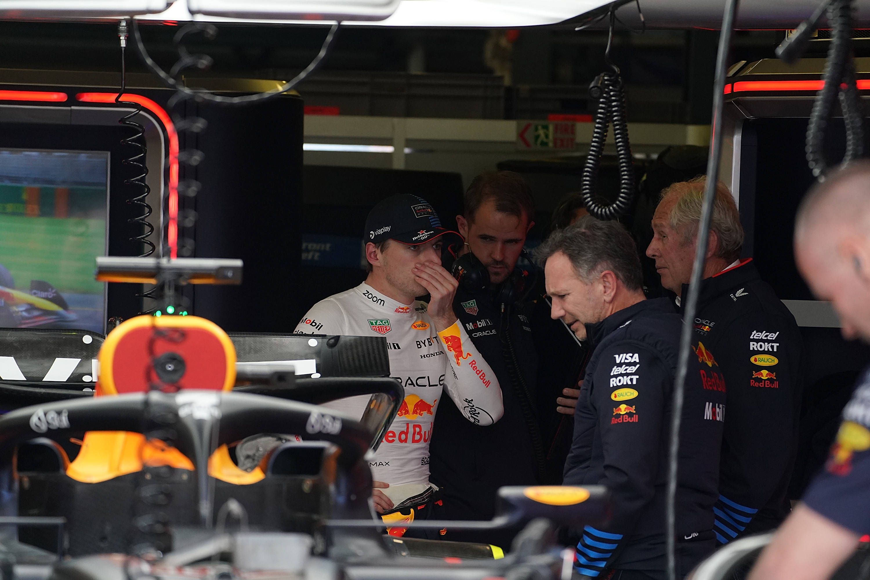 Red-Bull-Ass Max Verstappen und Teamchef Christian Horner. 