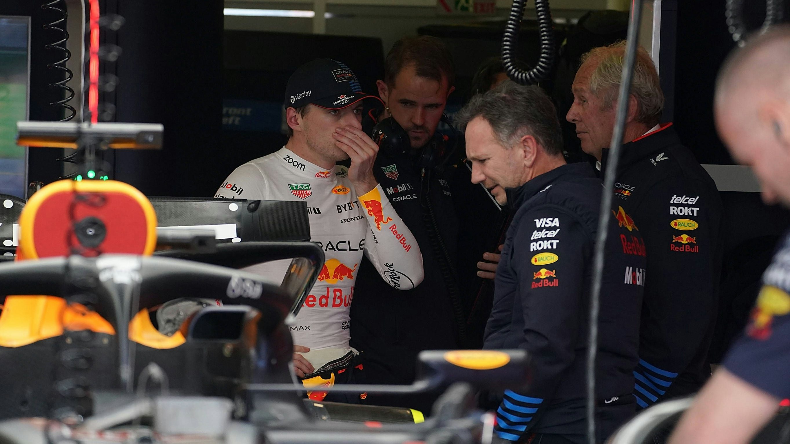 Red-Bull-Ass Max Verstappen und Teamchef Christian Horner. 