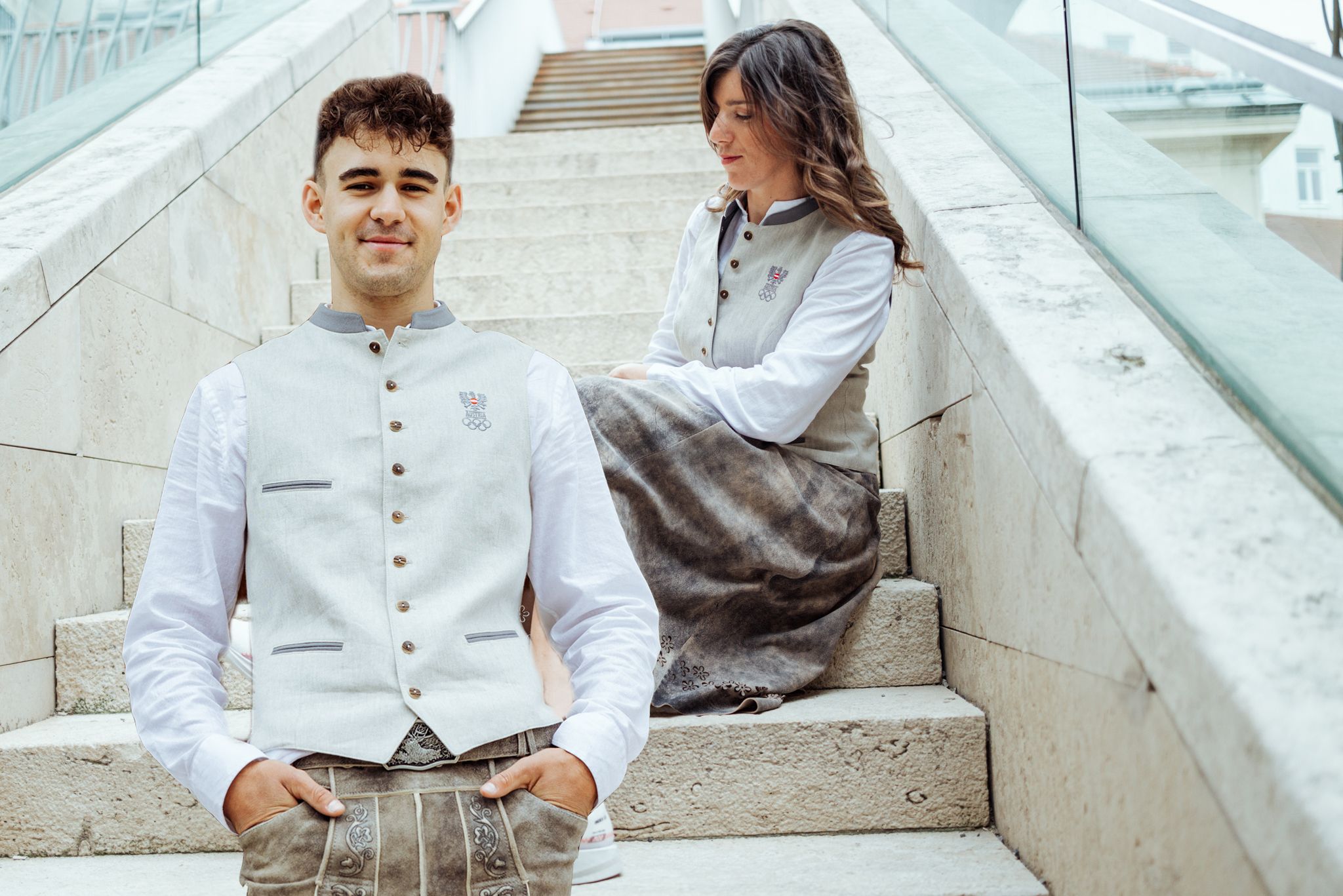 Magdalena Lobnig und Tim Wafler stellten die Olympia-Wäsche vor.