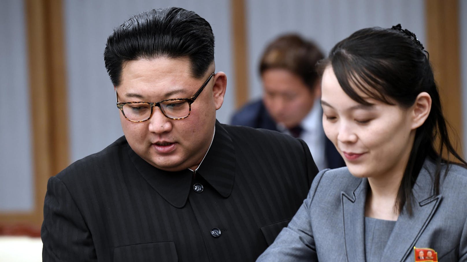 Kim Jong-un und seine Schwester Kim Yo-jong bei einem Treffen in Südkorea im Jahr 2018.