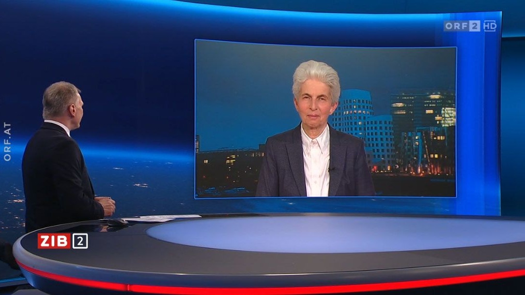 Die EU-weite Spitzenkandidatin der Liberalen Marie-Agnes Strack-Zimmermann war am 8. Mai 2024 zu Gast in der ZIB2 mit Armin Wolf.