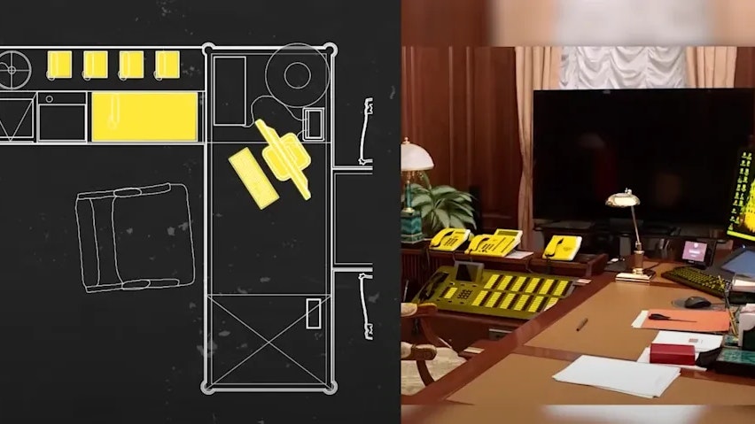 In den Plänen von Putins Protz-Villa ist der Schreibtisch des Kreml-Herrschers eingezeichnet.