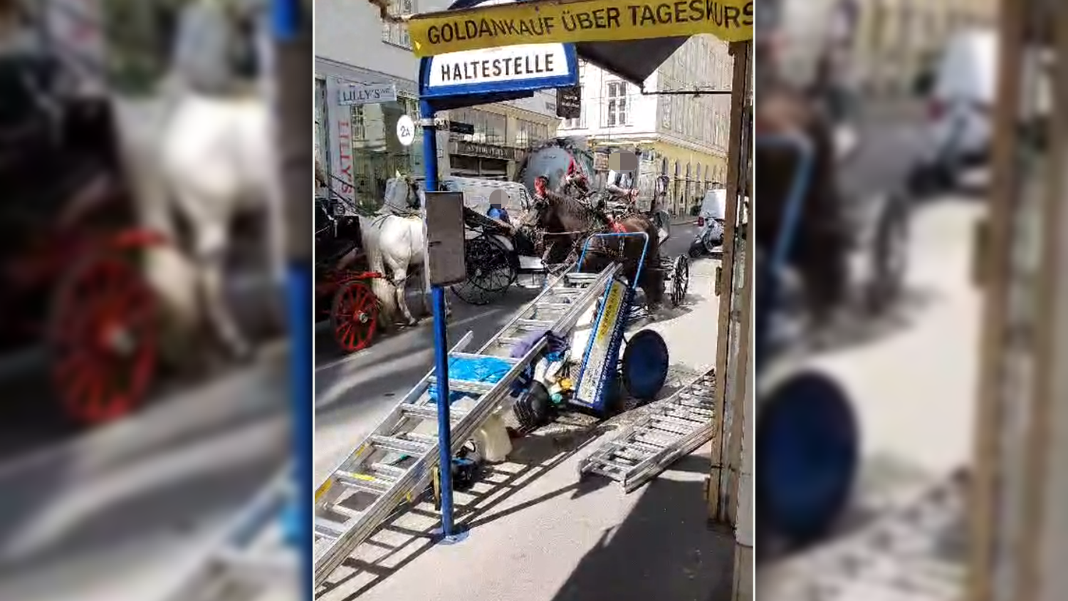 Unfall in der Wiener City mit einem Fiaker-Pferd. Ein Arbeiter erlitt mehrere Prellungen.