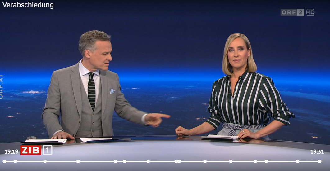 Am Ende der Sendung forderte Tarek Leitner seine Krawatte wieder zurück. 