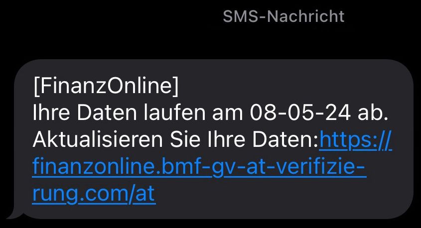 So könnte eine SMS von Betrügern aussehen