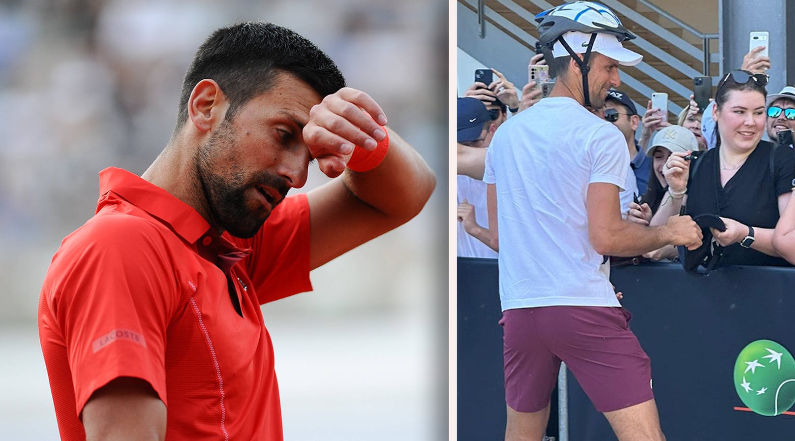 Flasche trifft Djokovic – er kommt mit Helm zurück