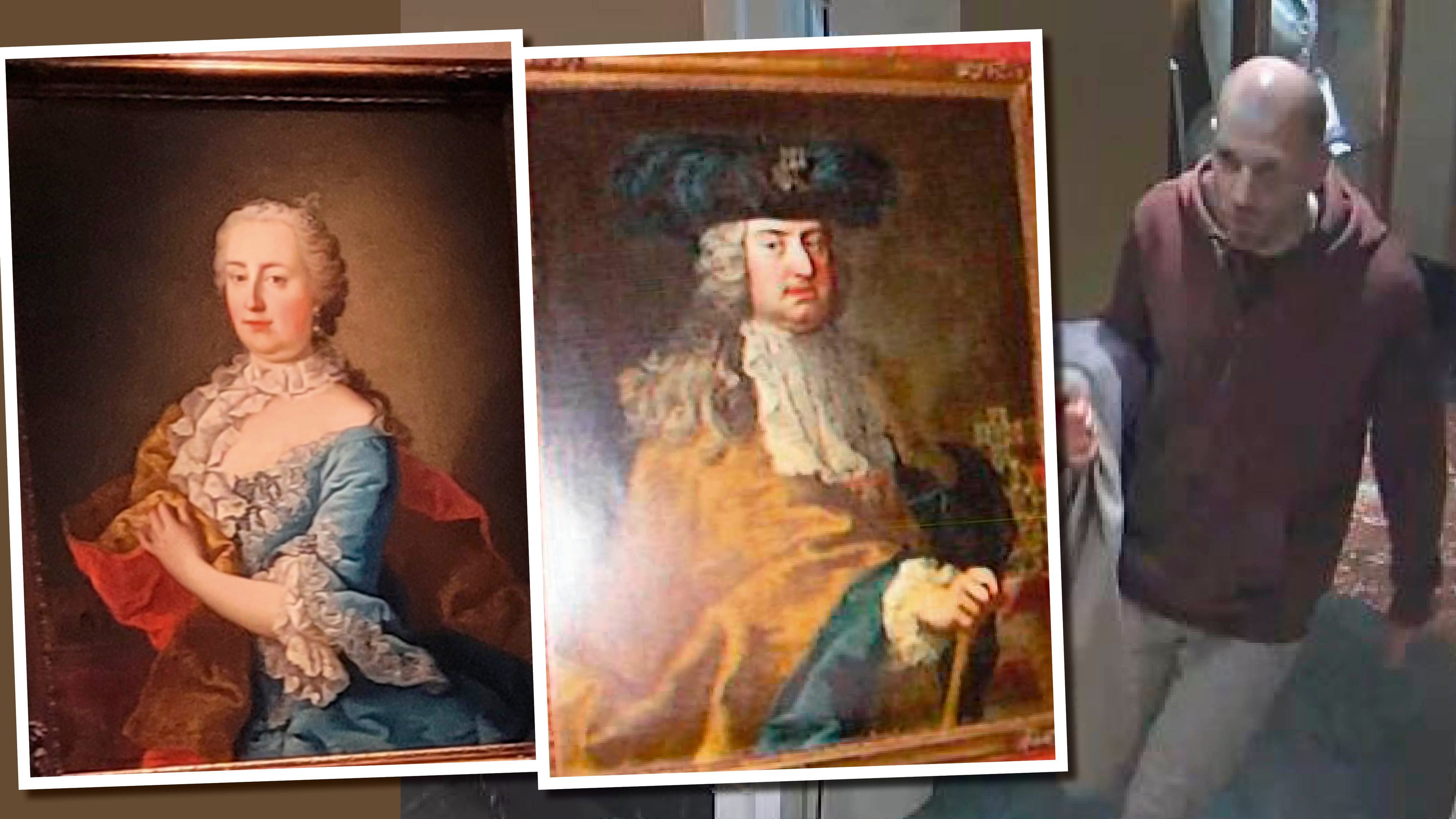 Diese beiden Gemälde wurden aus dem Hotel Imperial gestohlen. Die Polizei sucht diesen Verdächtigen.