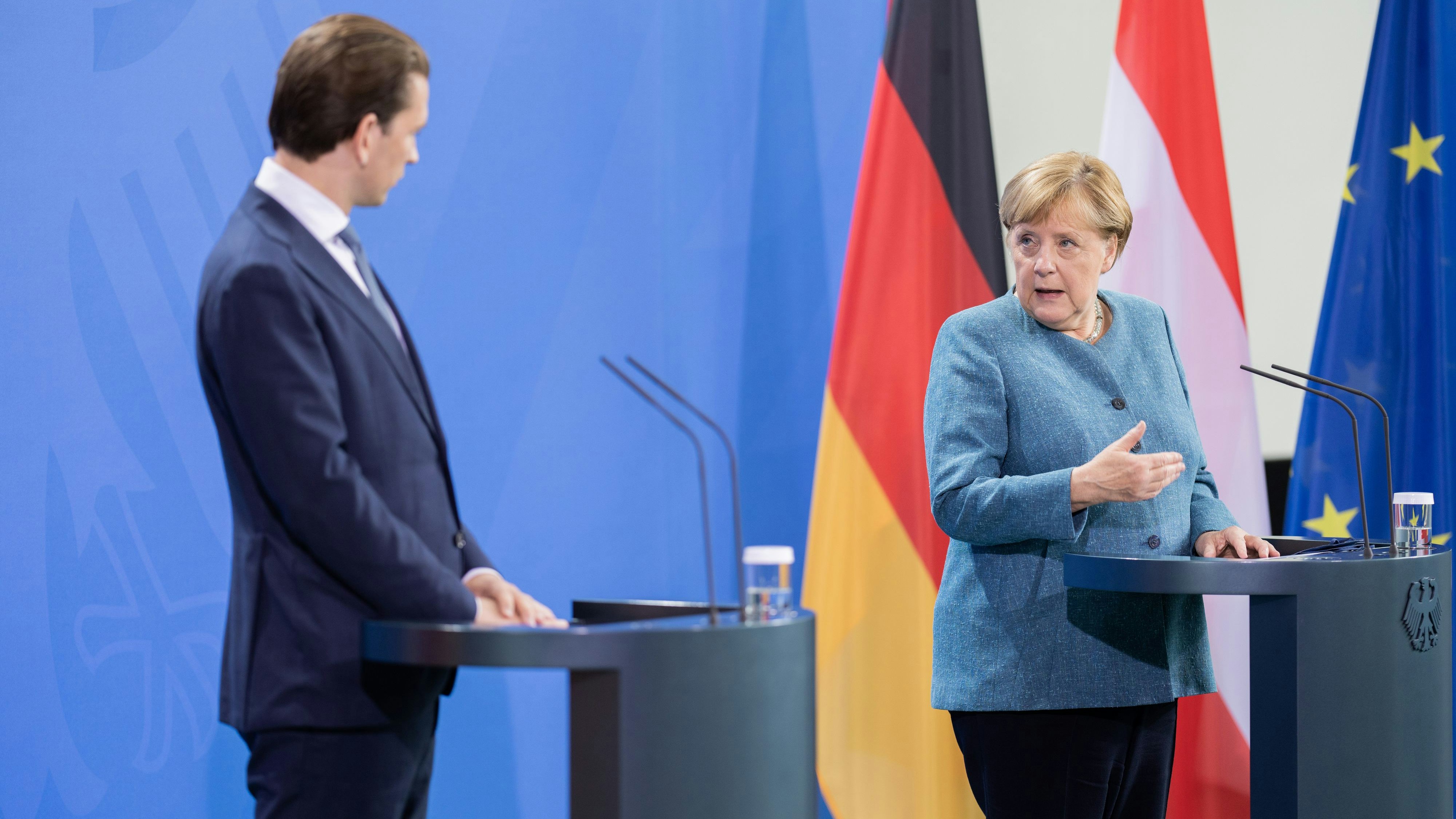Anfangs gespanntes Verhältnis: Bundeskanzler Sebastian Kurz 2021 bei Bundeskanzlerin Angela Merkel in Berlin