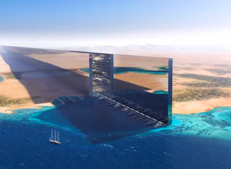 Ein gigantischer Spiegel, der sich vom Roten Meer mitten durch die Wüste zieht: So präsentierte Saudiarabien das Bauprojekt «The Line» der Welt.