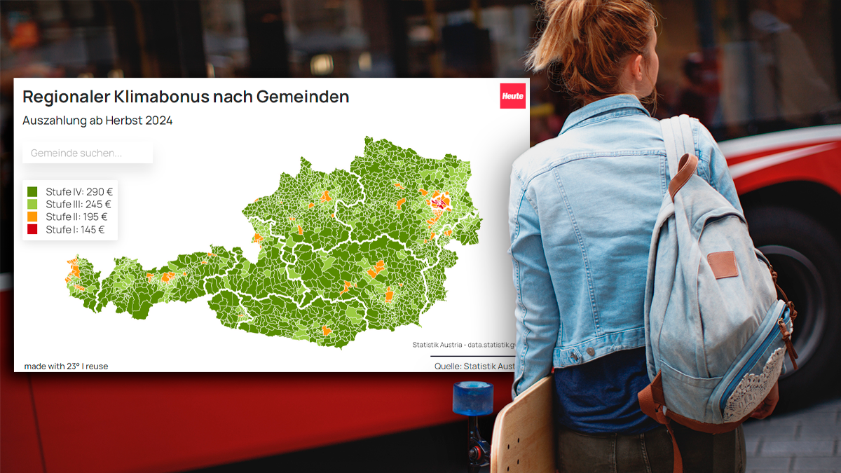 Die Höhe des Klimabonus richtet sich u.a. nach der Verfügbarkeit von Öffis am eigenen Hauptwohnsitz.