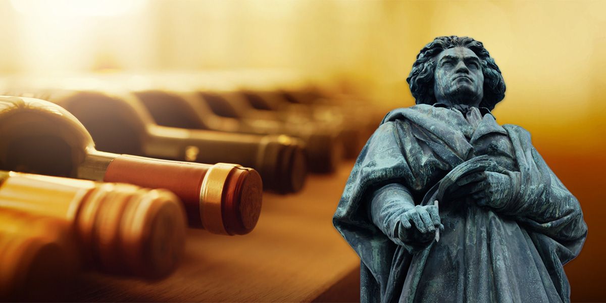 Der Komponist war dem Wein sehr zugetan.