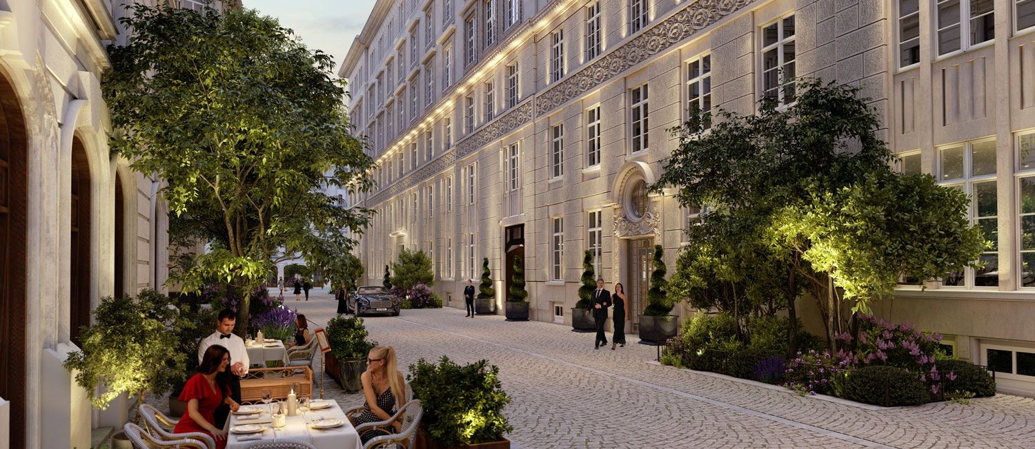 Die Jakobergasse in Wien 1: Das neue Luxushotel "Mandarin Oriental" ist auf der rechten Seite der Gasse zu sehen. Die Umgestaltung der Straßenzüge, wie sie nach den Vorstellungen der aktuellen Besitzer der Hotelimmobilie aussehen könnte, erinnert stark an das Goldene Quartier, auch die umliegenden Geschäfte sollen demnach aufgewertet werden