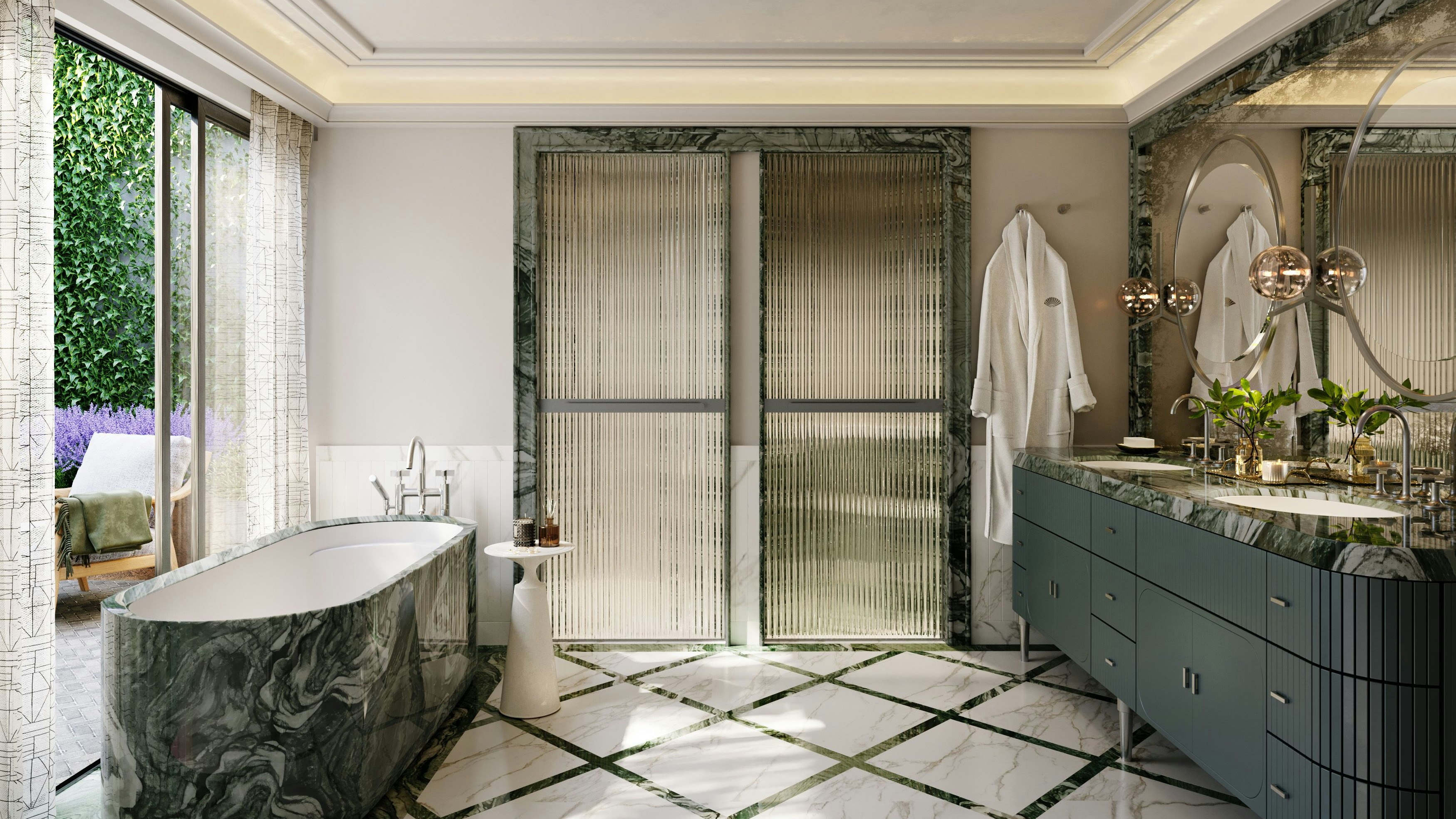 Ein Badezimmer in einer der Privatresidenzen