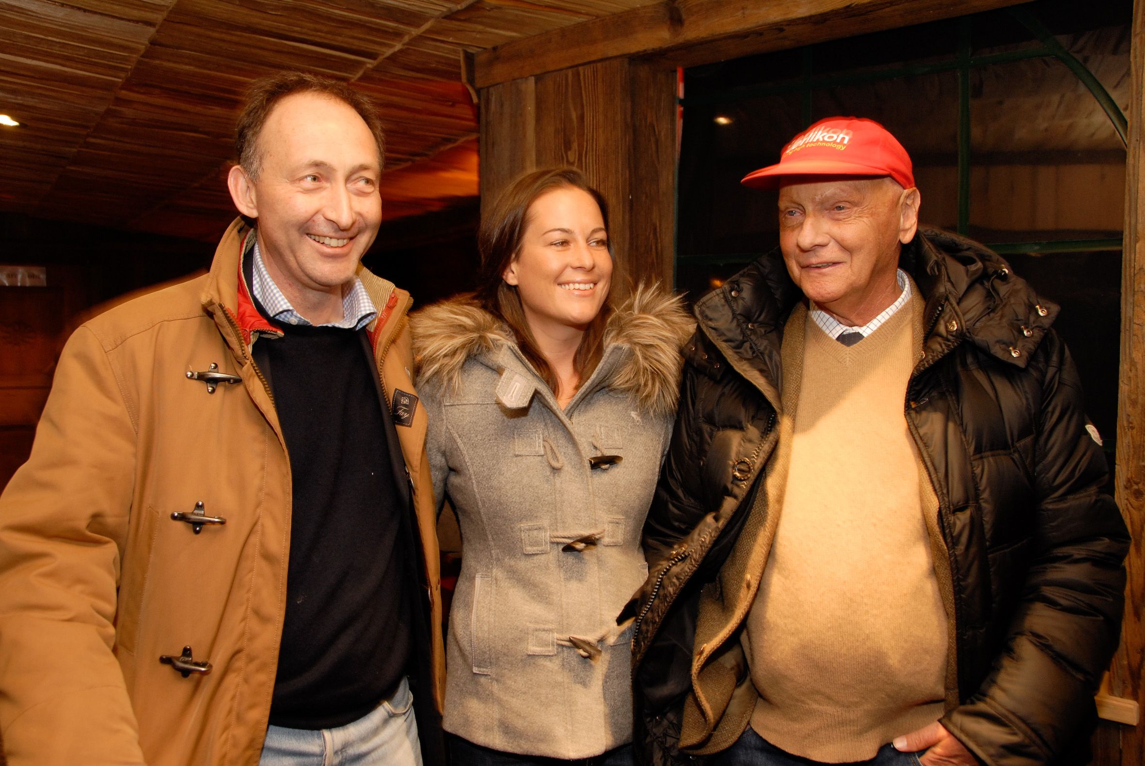 Attila Doğudan, Birgti Lauda und Niki Lauda beim Hahnenkammrennen 2008 in Kitzbühel
