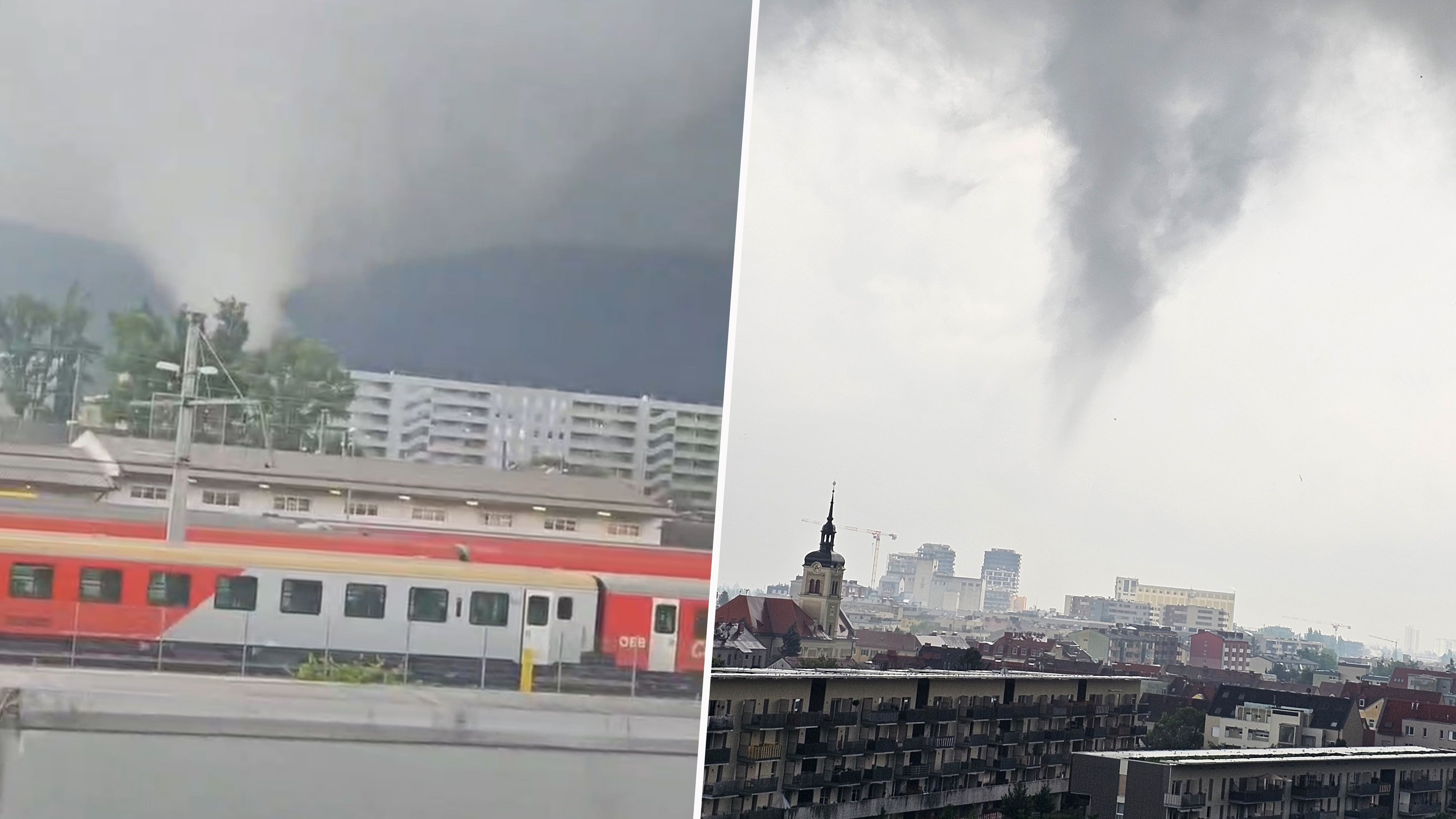 Tornado-Alarm in Graz! Augenzeugen filmen Naturschauspiel.