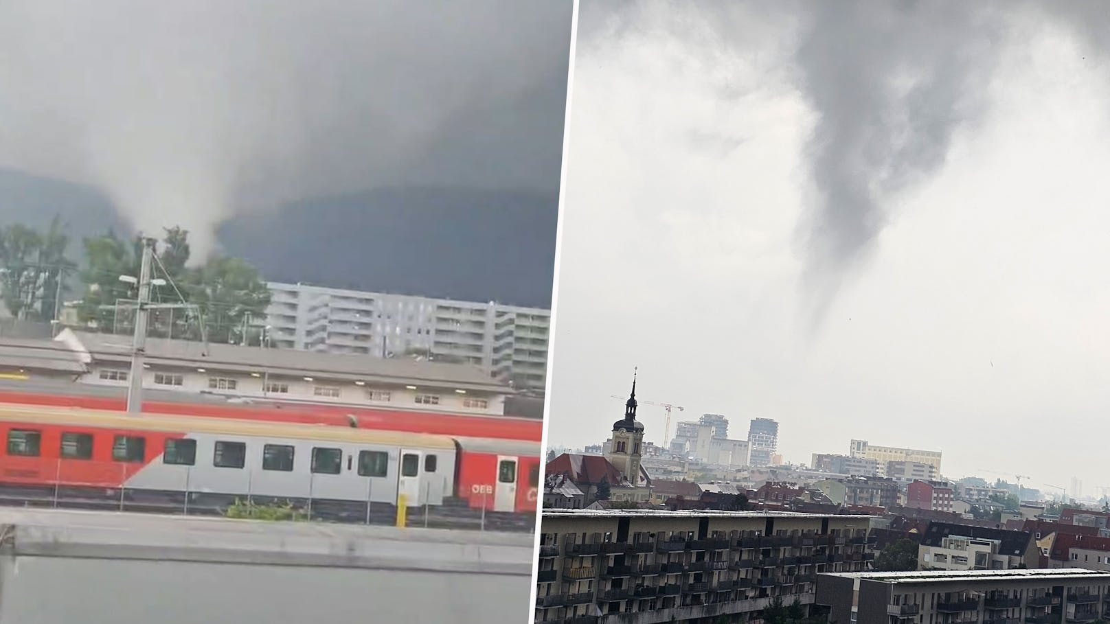 Tornado-Alarm in Graz! Augenzeugen filmen Trichterwolke