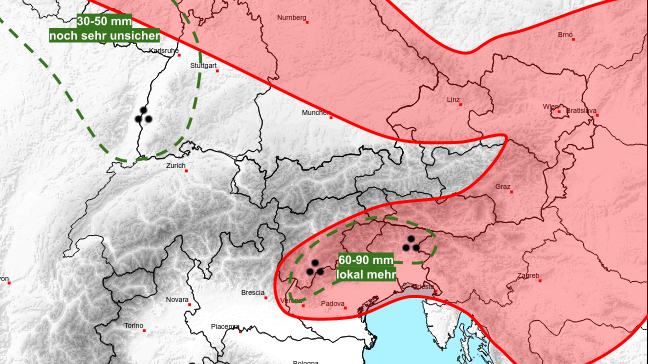 Heute.at - Unwetter-Karte zeigt, wo es in Österreich kracht