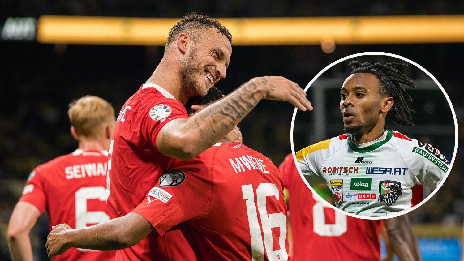 Marko Arnautovic führt den ÖFB-Kader an, Thierno Ballo (r.) darf auf ein EM-Ticket hoffen.