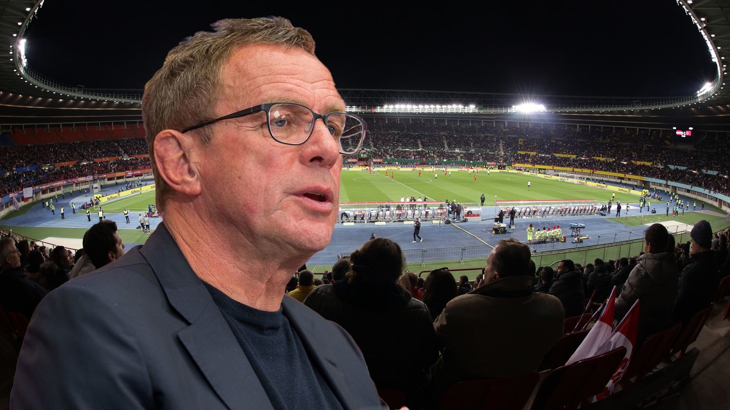 Teamchef Ralf Rangnick ist kein Fan des Happel-Stadions.