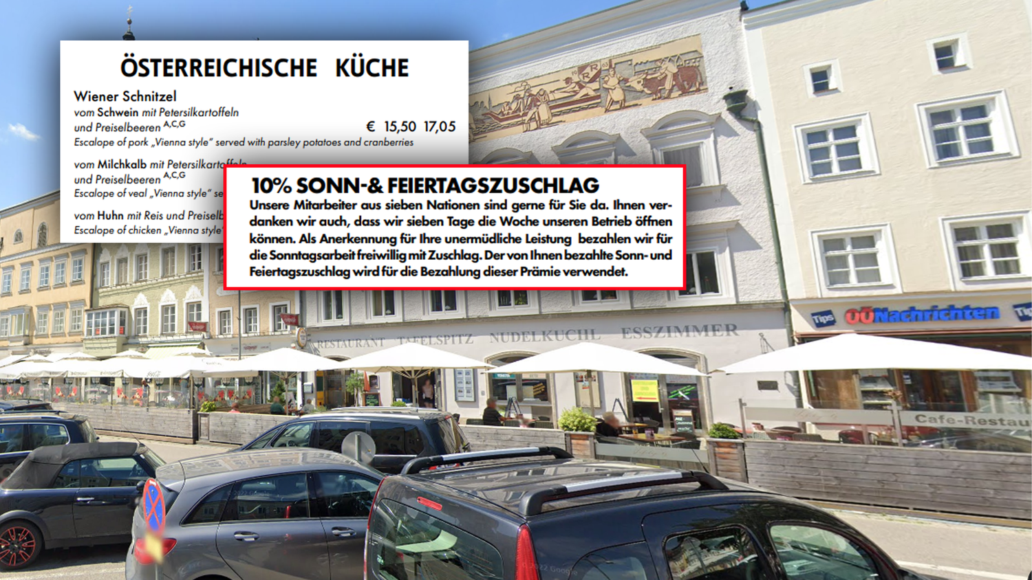 In diesem Restaurant gilt am Wochenende eine Extra-Gebühr. Laut dem Besitzer hätten die Gäste absolut kein Problem damit.