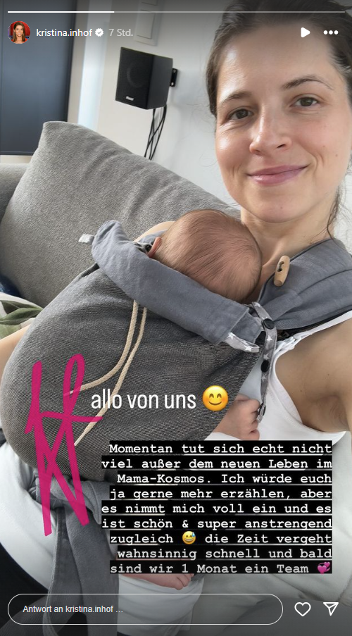 Kristina Inhof zeigt sich mit Baby auf Insta.