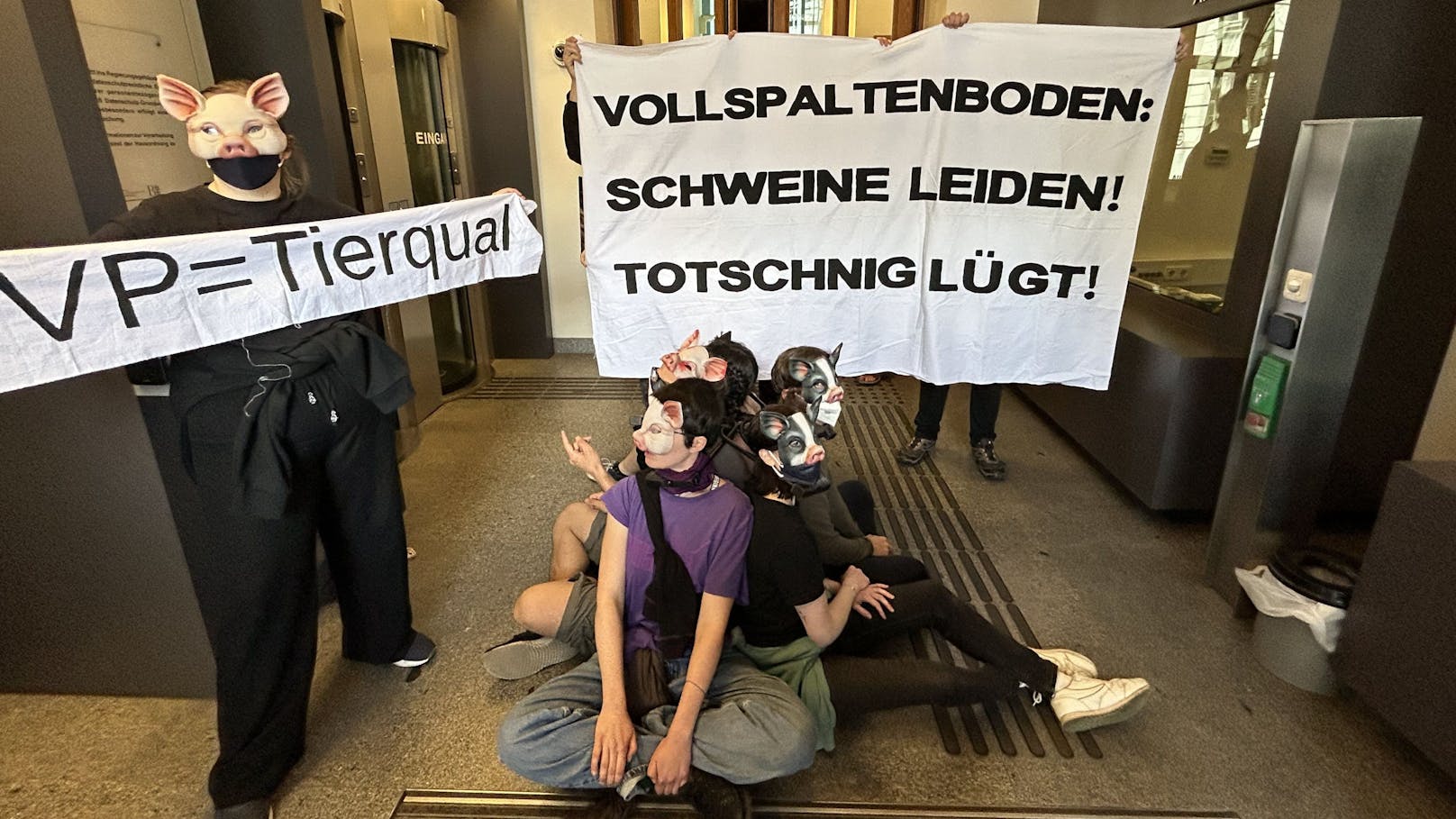 Insgesamt 20 Aktivisten des VGT nahmen an dem Protest teil. 