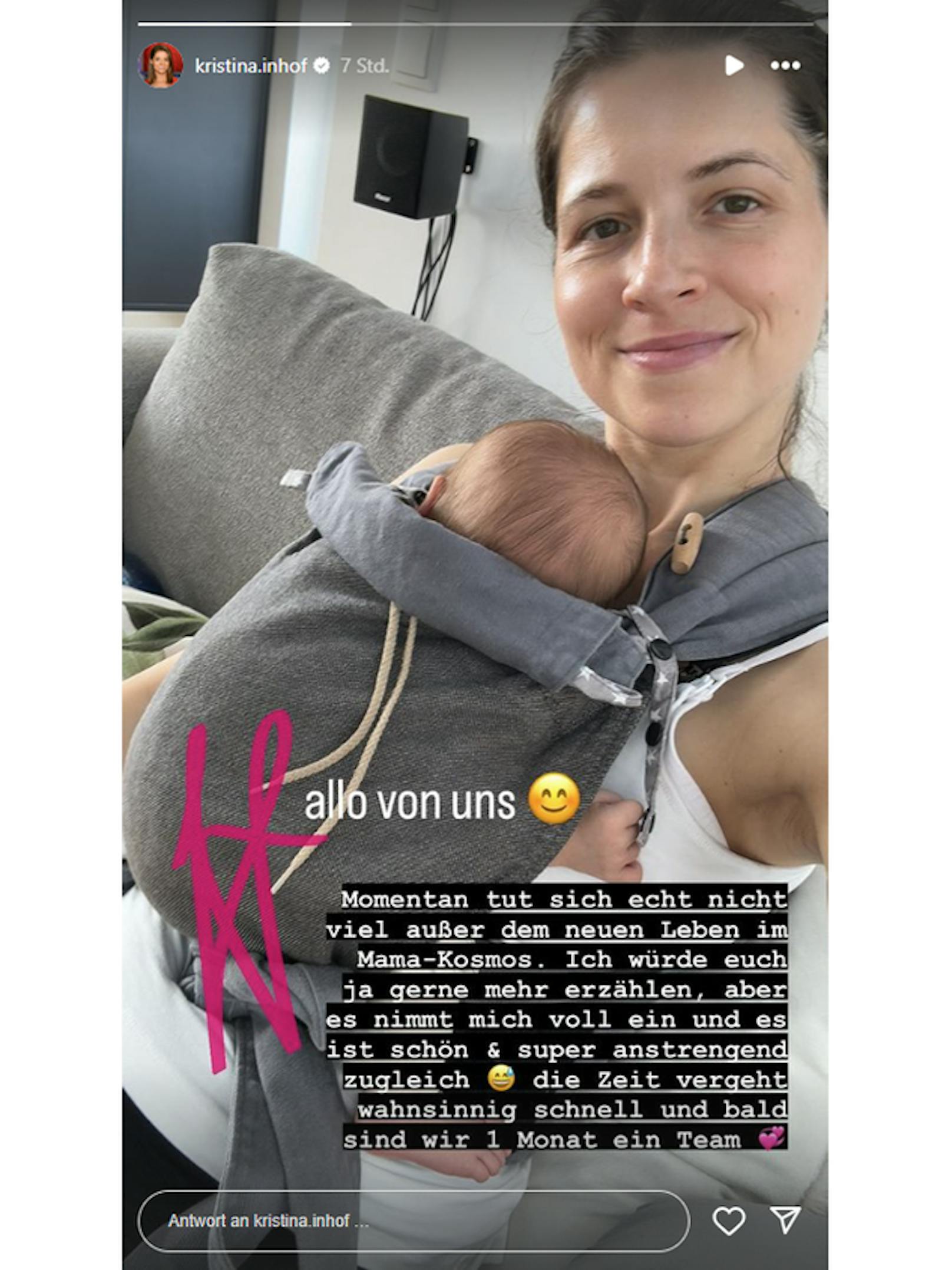 Kristina Inhof zeigt sich mit ihrem Baby.
