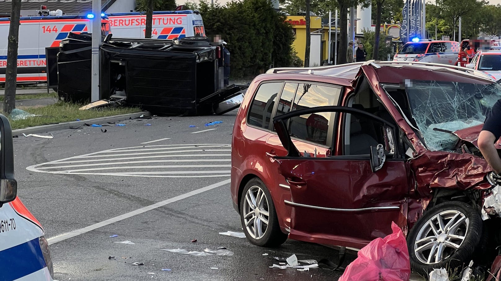 Schwerer Verkehrsunfall im Gewerbepark in der Donaustadt