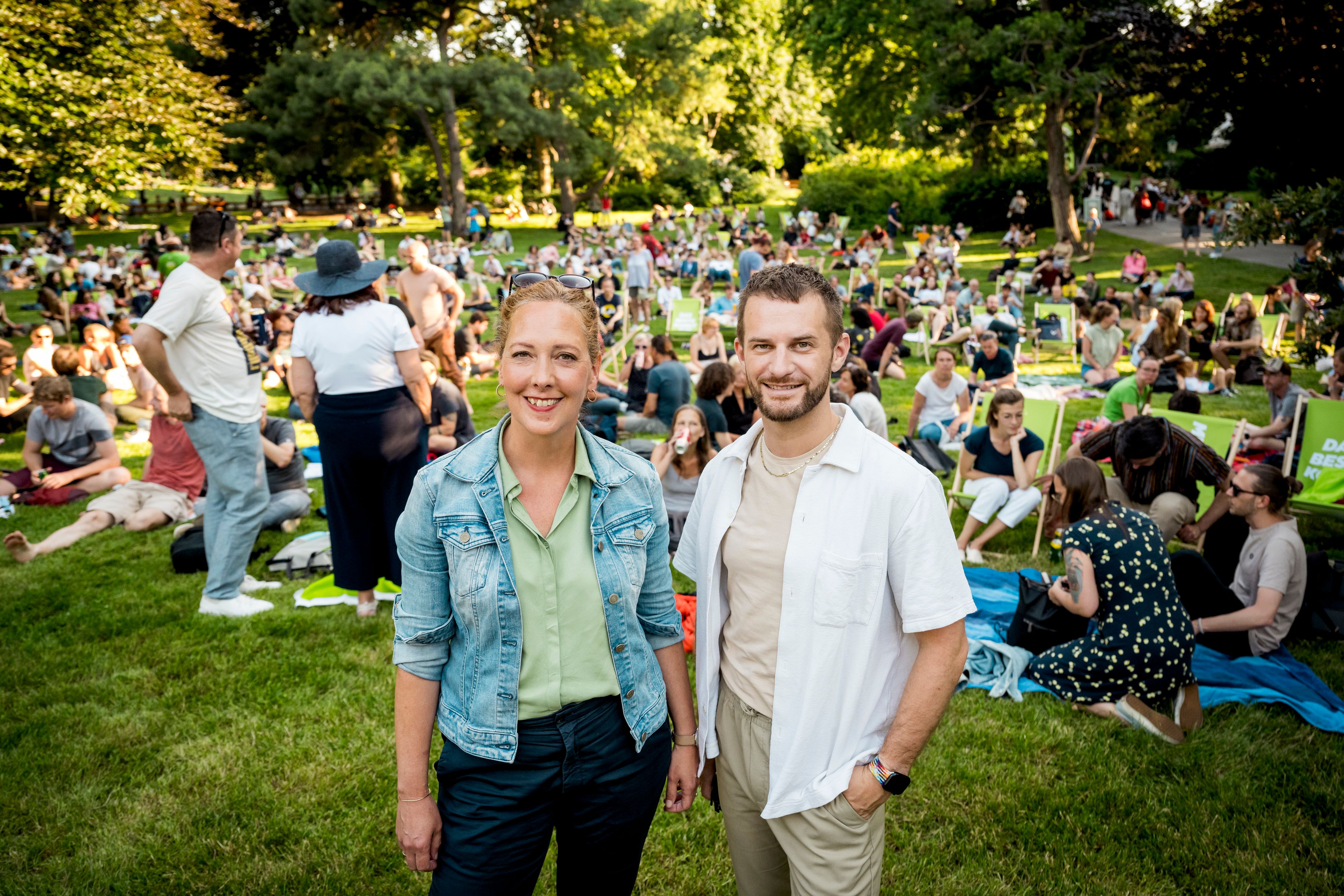 Grüne Parteivorsitzende Judith Pühringer und Peter Kraus (v.l.) verloren Platz 2 an die FPÖ in Wien.