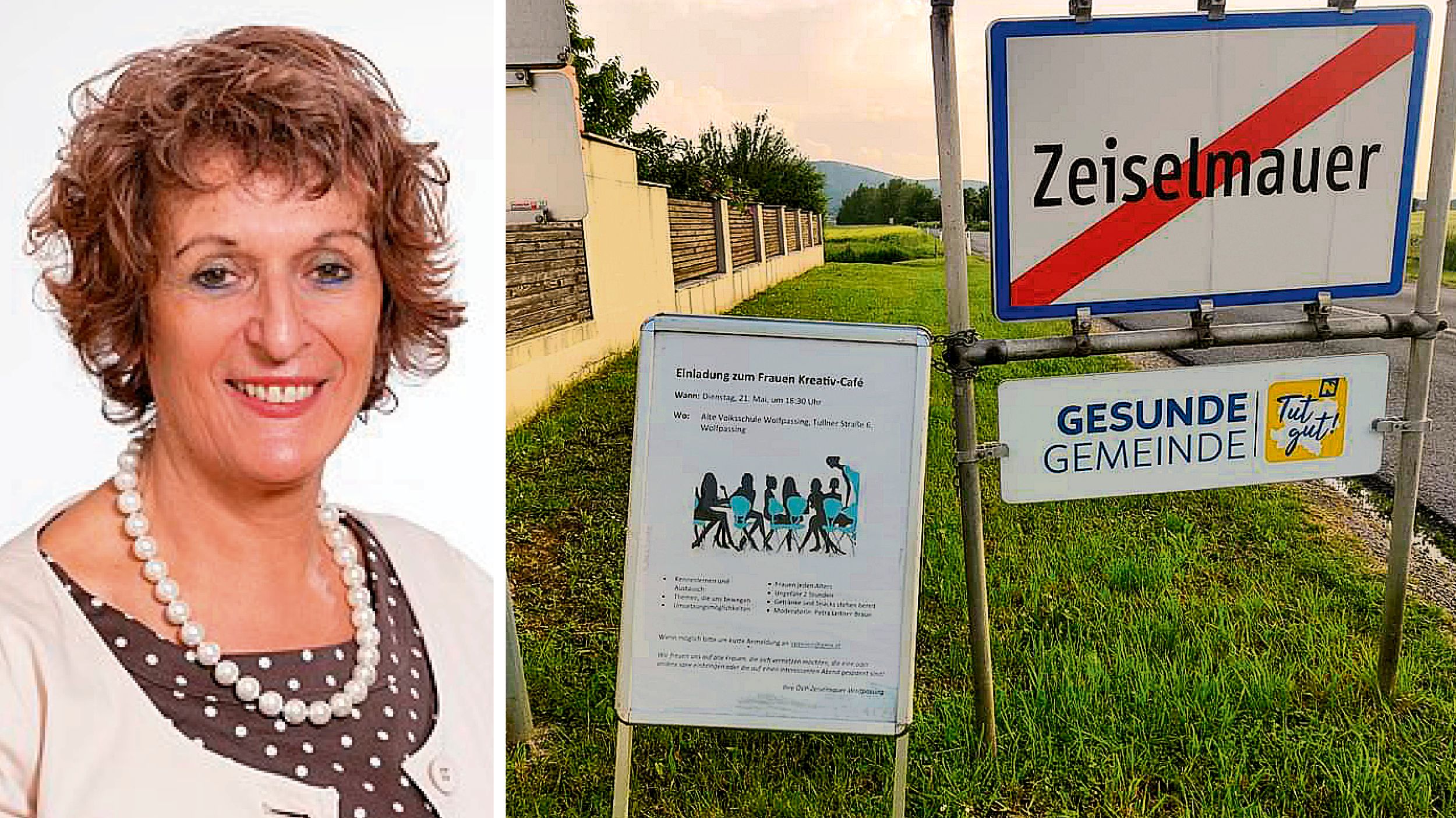 Regina Blondiau-Köllner und Plakatankündigung