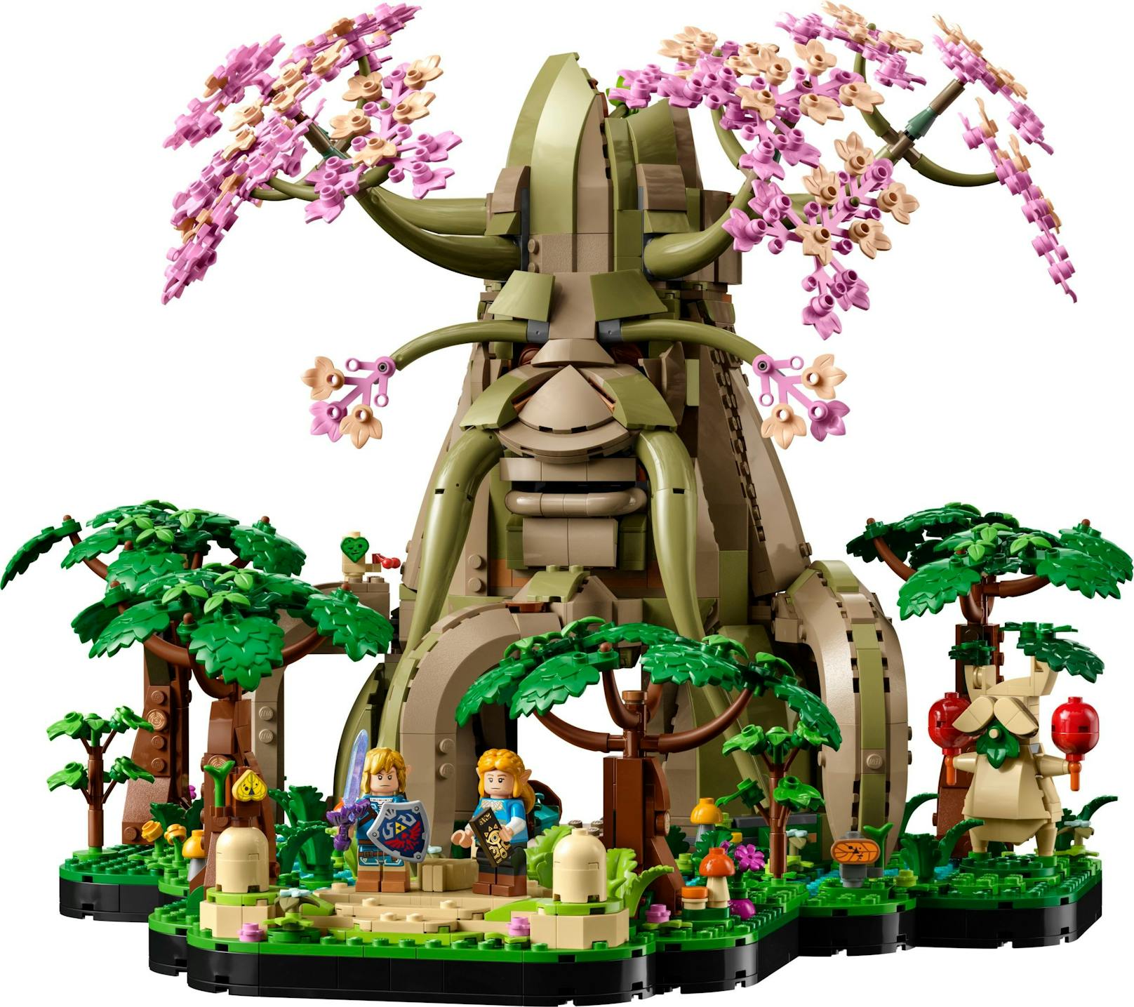... aus "Breath of the Wild" und Links Haus aus "Ocarina of Time". Je nach gewählter Version lassen sich Sockel und Haus auch als kleineres Modell bauen.