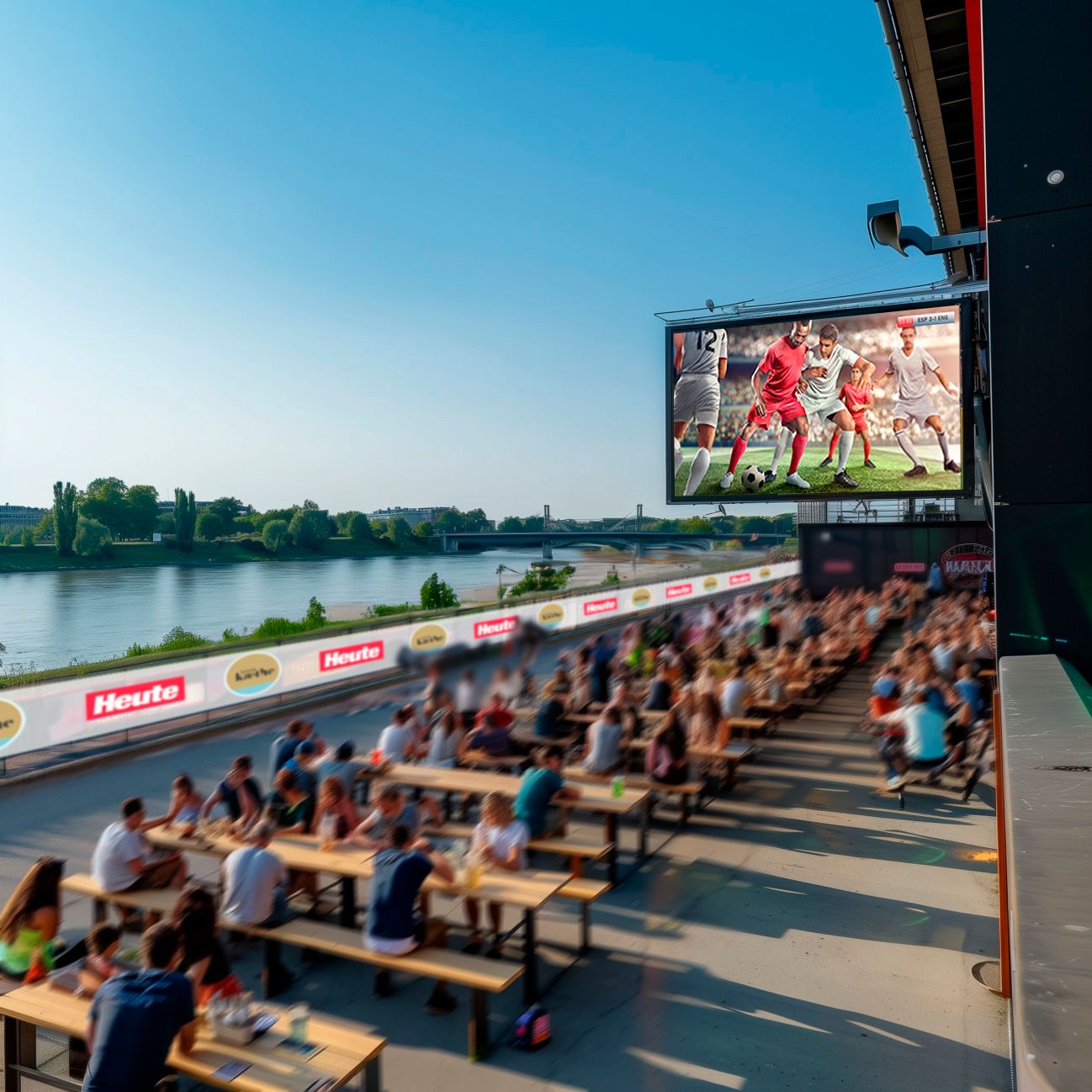Großartige Location: Direkt beim Donauparkstadion des FC Blau-Weiß Linz präsentieren 