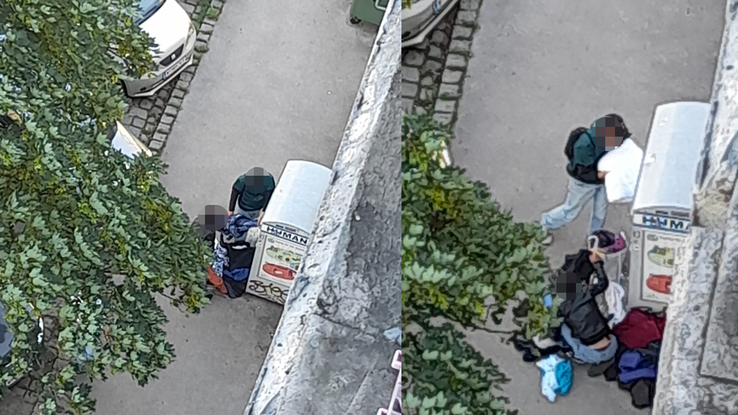 Auf frischer Tat ertappt! Dieses Pärchen plünderte einen Kleidercontainer in Ottakring.