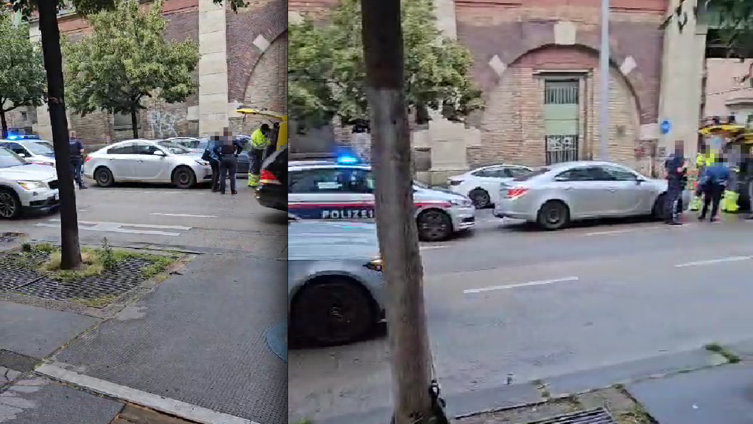 Polizeieinsatz am Döblinger Gürtel. Ein Fahrzeug hielt den ganzen Verkehr auf.