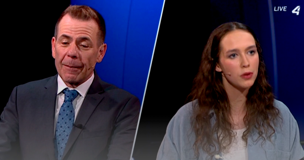 Harald Vilimsky und Lena Schilling in direkter Auseinandersetzung bei der Puls4-Elefantenrunde am 2. Juni 2024.