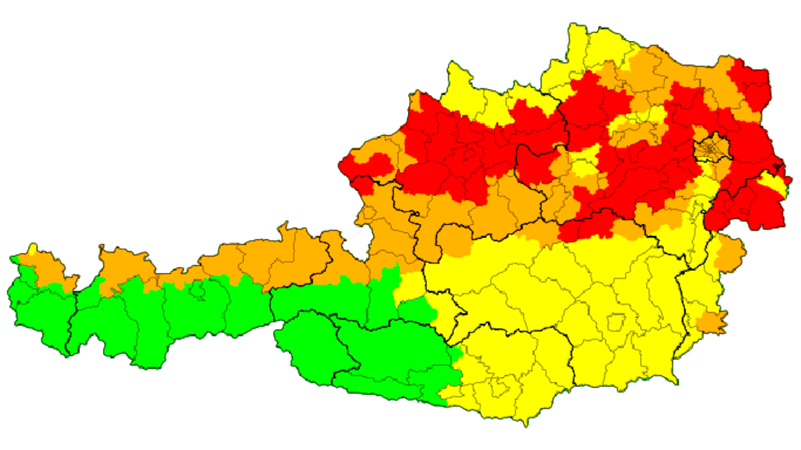 Die aktuellen Unwetterwarnungen in Österreich.